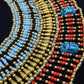 Lovely Ancient Egyptian Beaded Cleopatra 9 Scarabs Necklace Collar