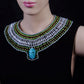 Attractive Ancient Egyptian Beaded Cleopatra Large Scarab Necklace Collar