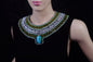 Attractive Ancient Egyptian Beaded Cleopatra Large Scarab Necklace Collar