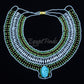 Pretty Ancient Egyptian Beaded Cleopatra Large Scarab Necklace Collar