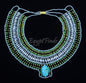Pretty Ancient Egyptian Beaded Cleopatra Large Scarab Necklace Collar