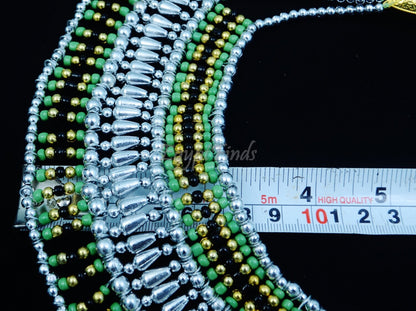 Pretty Ancient Egyptian Beaded Cleopatra Large Scarab Necklace Collar