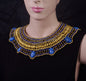 Stunning Ancient Egyptian Beaded Cleopatra 7 Scarabs Necklace Collar