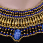 Stunning Ancient Egyptian Beaded Cleopatra 7 Scarabs Necklace Collar