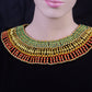 Amazing Ancient Egyptian Beaded Red & Green Cleopatra Necklace
