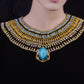 Alluring Ancient Egyptian Beaded Cleopatra Large Scarabs Necklace Collar