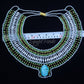 Pretty Ancient Egyptian Beaded Cleopatra Large Scarab Necklace Collar