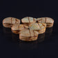 6 Egyptian Ceramic Green Hand Made Carved Luck Scarabs With Hieroglyphic