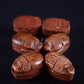 6 Egyptian Ceramic Dark Hand Made Carved Luck Scarabs With Hieroglyphic