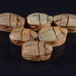 6 Egyptian Ceramic Green Hand Made Carved Luck Scarabs With Hieroglyphic