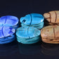 6 Egyptian Mixed Ceramic Hand Made Carved Luck Scarabs With Hieroglyphic