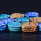 12 Egyptian Mixed Ceramic Hand Made Carved Luck Scarabs With Hieroglyphic