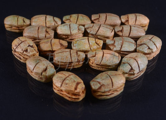 20 Egyptian Earthy Hand Made Carved Luck Scarabs With Hieroglyphic