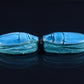 2 Large Egyptian Terquise Hand Made Carved Luck Scarabs With Hieroglyphic