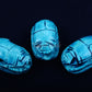 3 Large Egyptian Terquise Hand Made Carved Luck Scarabs With Hieroglyphic