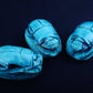 3 Large Egyptian Terquise Hand Made Carved Luck Scarabs With Hieroglyphic
