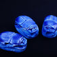3 Large Egyptian Blue Hand Made Carved Luck Scarabs With Hieroglyphic