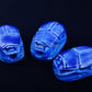 3 Large Egyptian Blue Hand Made Carved Luck Scarabs With Hieroglyphic