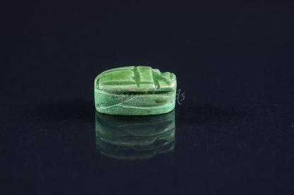 12 Egyptian Green Ceramic Hand Made Carved Luck Scarabs With Hieroglyphic