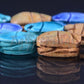 12 Egyptian Mixed Ceramic Hand Made Carved Luck Scarabs With Hieroglyphic