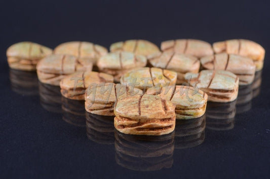 15 Egyptian Ceramic Hand Made Carved Luck Scarabs With Hieroglyphic
