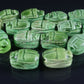 15 Egyptian Green Ceramic Hand Made Carved Luck Scarabs With Hieroglyphic