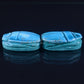2 Large Egyptian Terquise Hand Made Carved Luck Scarabs With Hieroglyphic
