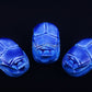 3 Large Egyptian Blue Hand Made Carved Luck Scarabs With Hieroglyphic