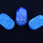 3 Large Egyptian Blue Hand Made Carved Luck Scarabs With Hieroglyphic