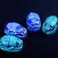 4 Large Egyptian Blue Hand Made Carved Luck Scarabs With Hieroglyphic